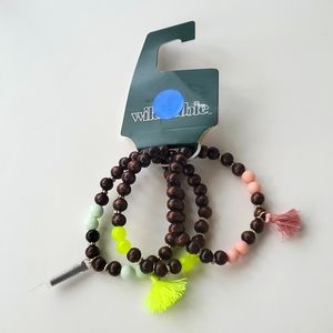 Wild Fable Package of 3 Brown and Accent Color Stretchy Bracelets NWT
